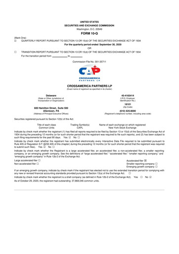 Thumbnail CrossAmerica Partners 10-Q Quarterly Report FY2020 