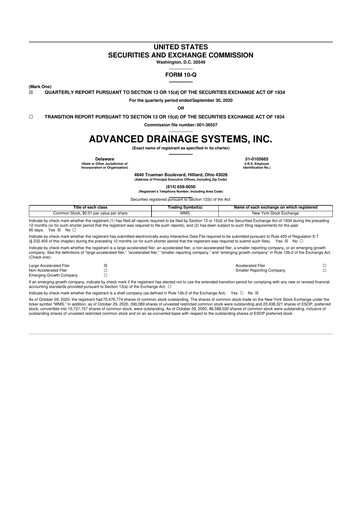 Thumbnail Advanced Drainage Systems
 10-Q Quarterly Report FY2021 