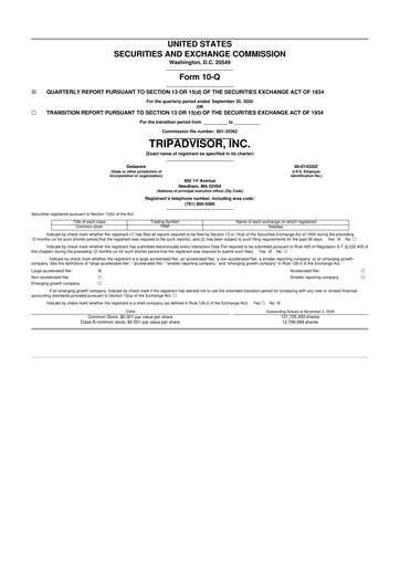 Thumbnail TripAdvisor 10-Q Quarterly Report FY2020 