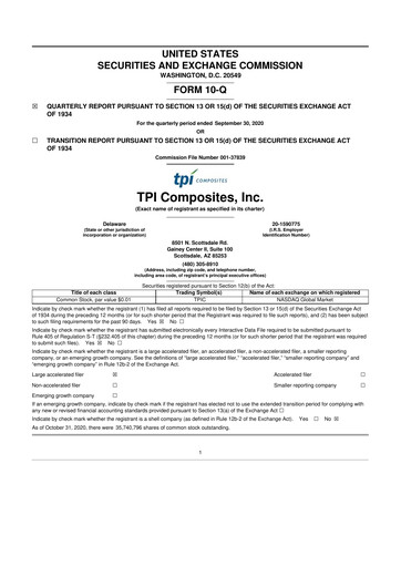 Miniature TPI Composites 10-Q Rapport trimestriel  