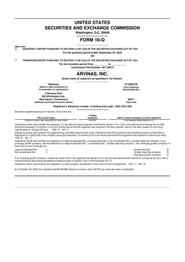 Thumbnail Arvinas 10-Q Quarterly Report FY 