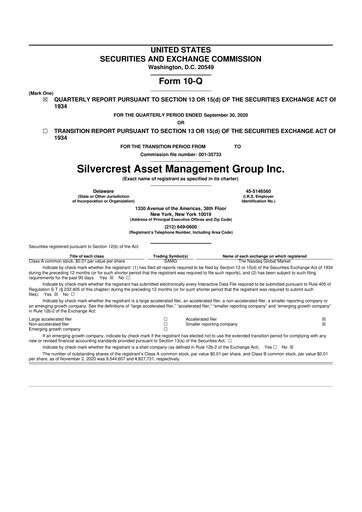 Thumbnail Silvercrest Asset Management Group 10-Q Quarterly Report FY2020 