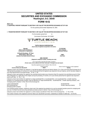 Thumbnail Turtle Beach Corp
 10-Q Quarterly Report FY2020 