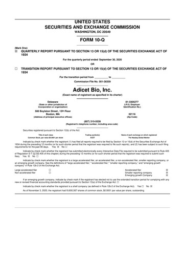 Thumbnail Adicet Bio 10-Q Quarterly Report FY 