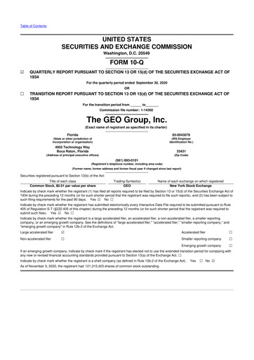 Thumbnail Geo Group 10-Q Quarterly Report FY2020 