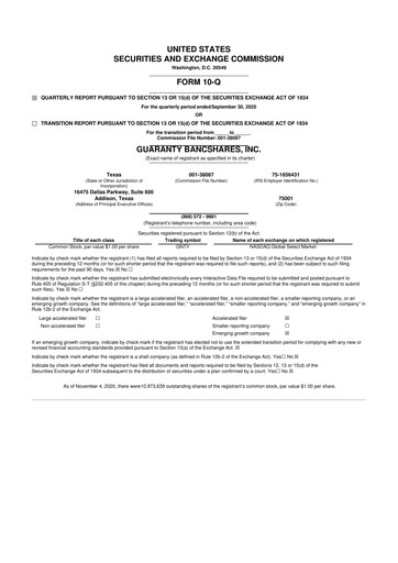 Thumbnail Guaranty Bancshares 10-Q Quarterly Report FY2020 