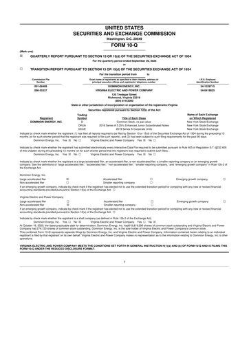 Thumbnail Dominion Energy 10-Q Quarterly Report FY 