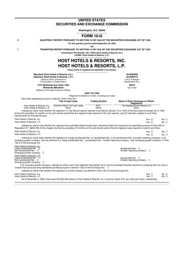 Thumbnail Host Hotels & Resorts
 10-Q Quarterly Report FY2020 