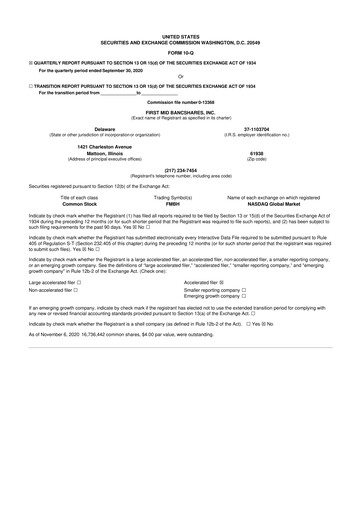 Thumbnail First Mid Bancshares 10-Q Quarterly Report FY2020 