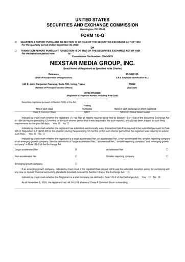 Thumbnail Nexstar Media Group
 10-Q Quarterly Report FY2020 