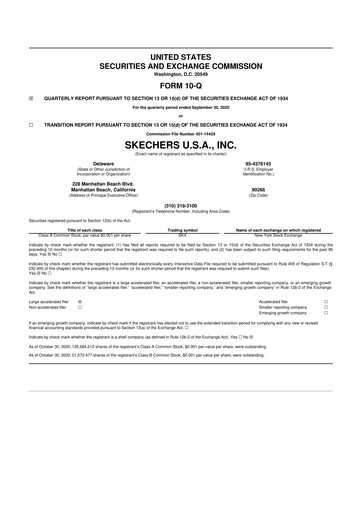 Thumbnail Skechers
 10-Q Quarterly Report FY 