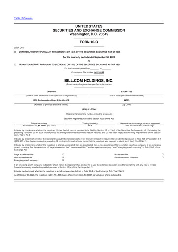 Thumbnail Bill.com 10-Q Quarterly Report FY2021 