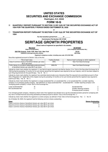 Thumbnail Seritage Growth Properties
 10-Q Quarterly Report FY2020 