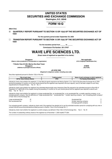 Thumbnail Wave Life Sciences 10-Q Quarterly Report FY 