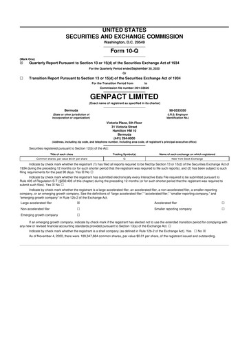 Vorschaubild Genpact 10-Q Quartalsbericht 2020 