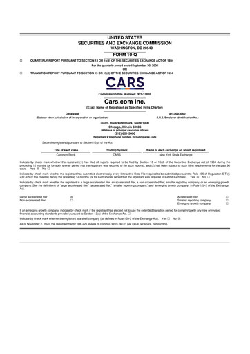 Thumbnail Cars.com 10-Q Quarterly Report FY2020 