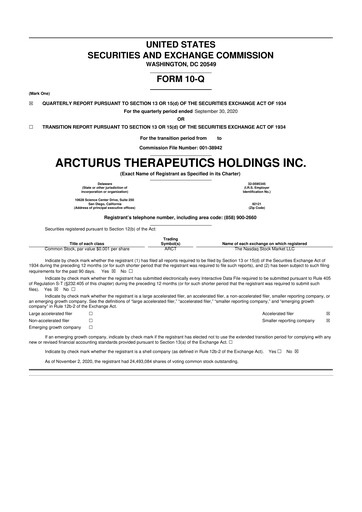 Thumbnail Arcturus Therapeutics
 10-Q Quarterly Report FY2020 