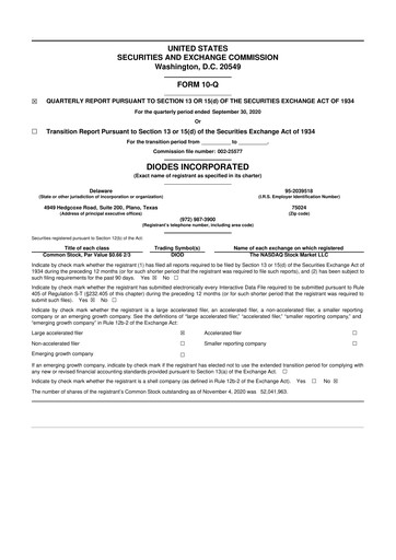 Thumbnail Diodes Incorporated 10-Q Quarterly Report FY2020 