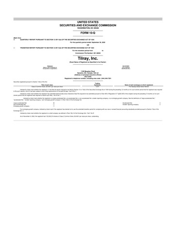 Thumbnail Tilray Brands
 10-Q Quarterly Report FY 