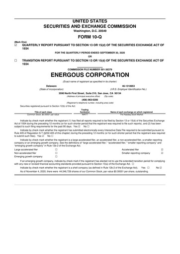 Vorschaubild Energous 10-Q Quartalsbericht 2020 