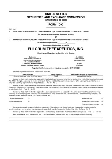 Thumbnail Fulcrum Therapeutics 10-Q Quarterly Report FY2020 