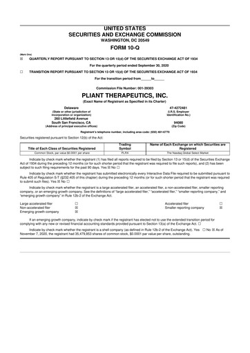 Vorschaubild Pliant Therapeutics 10-Q Quartalsbericht 2020 