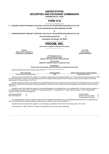 Thumbnail Vroom 10-Q Quarterly Report FY2020 