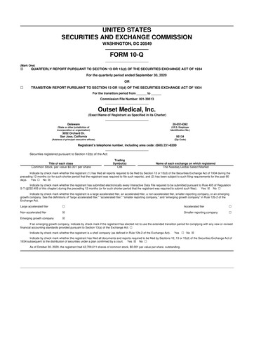 Thumbnail Outset Medical 10-Q Quarterly Report FY2020 