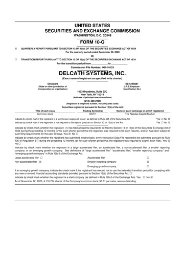 Vorschaubild Delcath Systems 10-Q Quartalsbericht 2020 