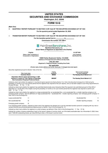 Thumbnail MainStreet Bancshares 10-Q Quarterly Report FY2020 