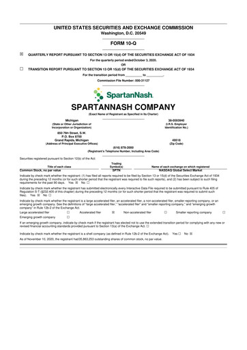 Thumbnail SpartanNash
 10-Q Quarterly Report FY2020 
