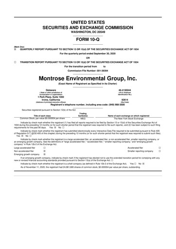 Miniature Montrose Environmental 10-Q Rapport trimestriel 2020 