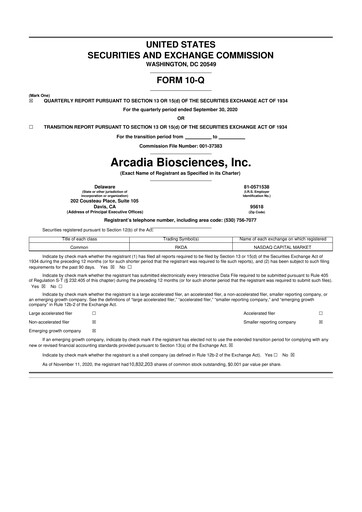 Thumbnail Arcadia Biosciences 10-Q Quarterly Report FY2020 