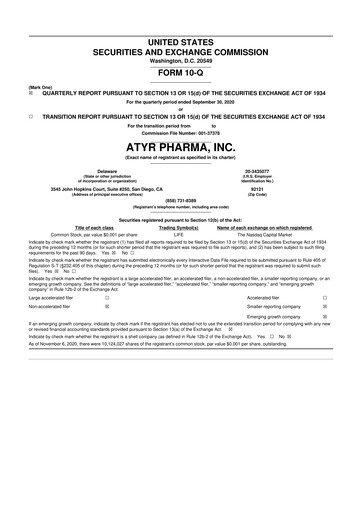 Thumbnail aTyr Pharma 10-Q Quarterly Report FY2020 