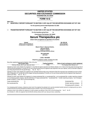 Thumbnail Iterum Therapeutics 10-Q Quarterly Report FY2020 