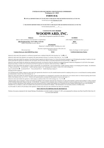 Thumbnail Woodward 10-K Annual Report 2020