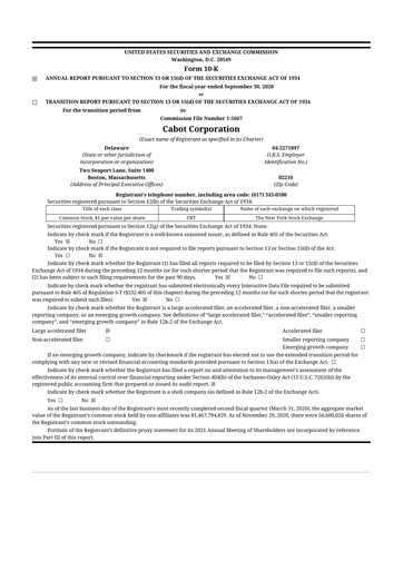 Thumbnail Cabot Corporation
 10-K Annual Report 2020
