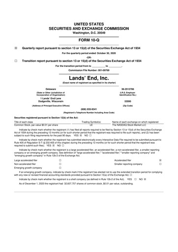 Thumbnail Lands' End
 10-Q Quarterly Report FY2020 