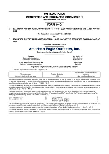 Thumbnail American Eagle Outfitters
 10-Q Quarterly Report FY2020 
