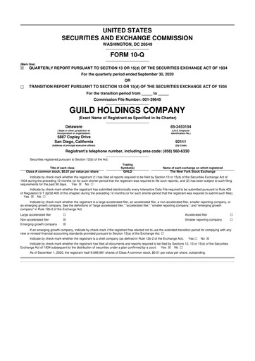 Thumbnail Guild Mortgage 10-Q Quarterly Report FY 
