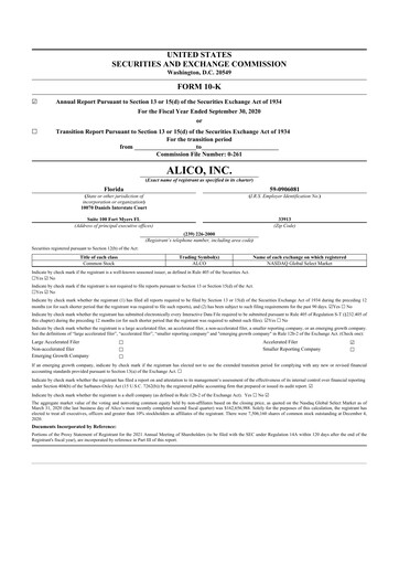 Thumbnail Alico
 10-K Annual Report 2020