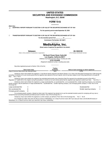 Thumbnail MediaAlpha 10-Q Quarterly Report FY2020 