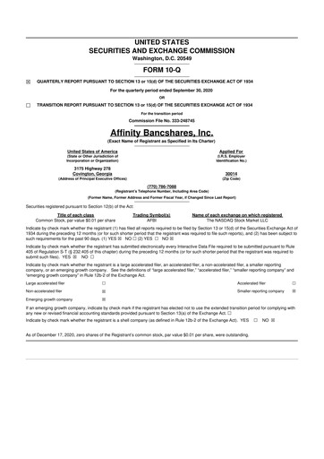 Thumbnail Affinity Bancshares 10-Q Quarterly Report FY 