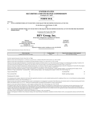 Thumbnail REV Group 10-K Annual Report 2020