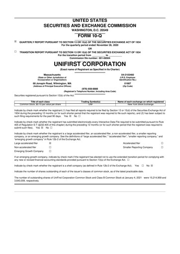 Thumbnail UniFirst 10-Q Quarterly Report FY 