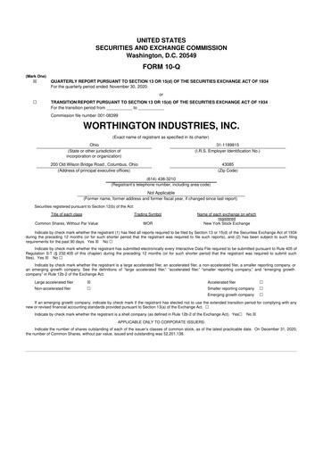 Thumbnail Worthington Enterprises 10-Q Quarterly Report FY 
