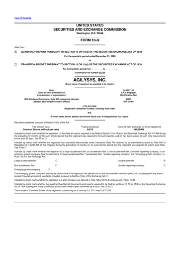 Thumbnail Agilysys 10-Q Quarterly Report FY2021 