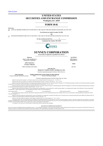 Thumbnail TD Synnex 10-K Annual Report 2020