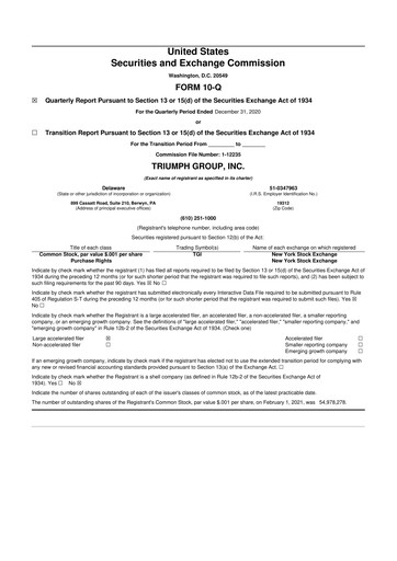 Thumbnail Triumph Group
 10-Q Quarterly Report FY2020 