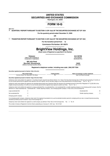 Thumbnail BrightView
 10-Q Quarterly Report FY2021 